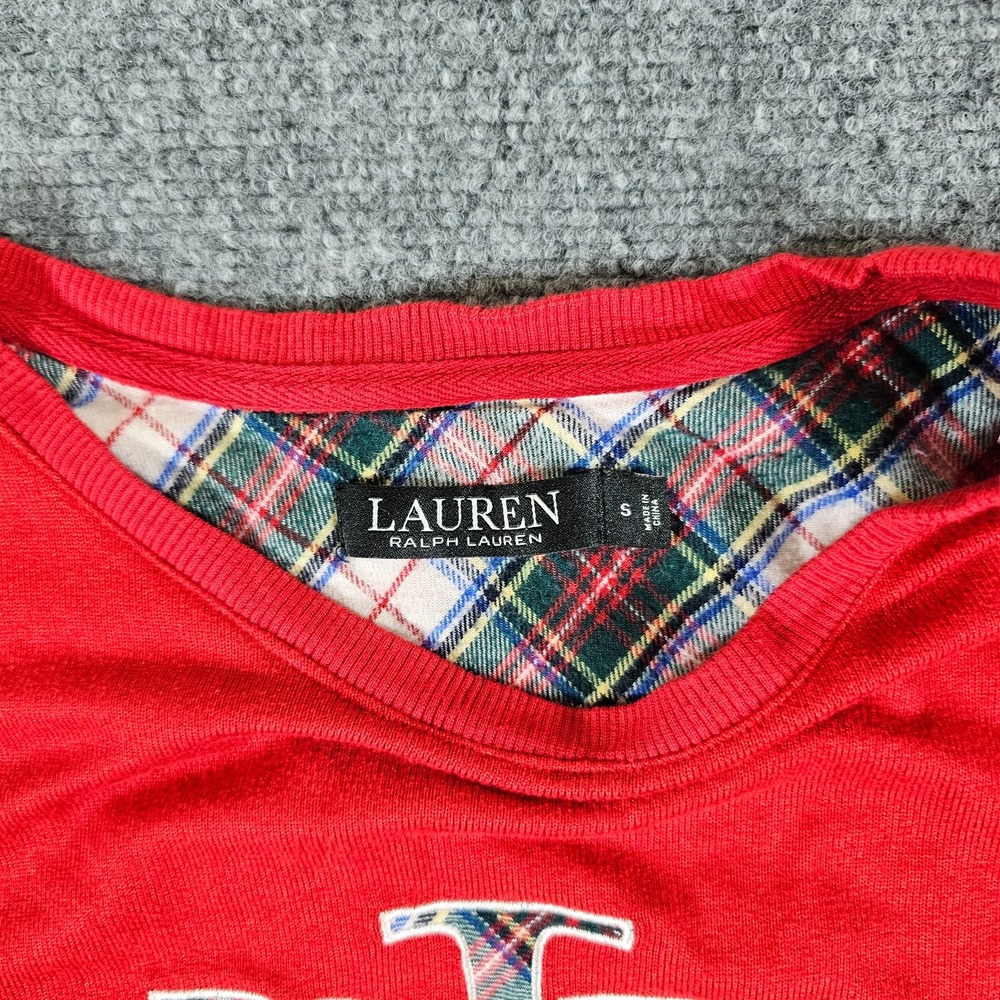 Lauren Ralph Lauren Graphic Logo Long Length Shirt Red Women's Size Small Preppy - Picture 2 of 6